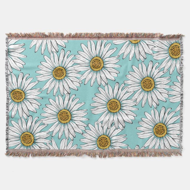 Blaues Vintages Daisy-Muster Decke (Vorderseite)