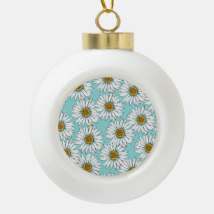 Blaues Vintages Daisy-Muster Keramik Kugel-Ornament