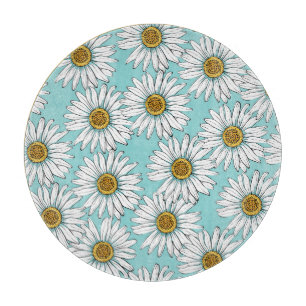 Blaues Vintages Daisy-Muster Schneidebrett