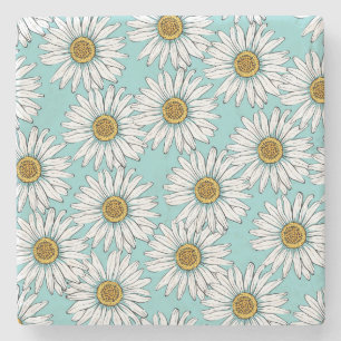 Blaues Vintages Daisy-Muster Steinuntersetzer