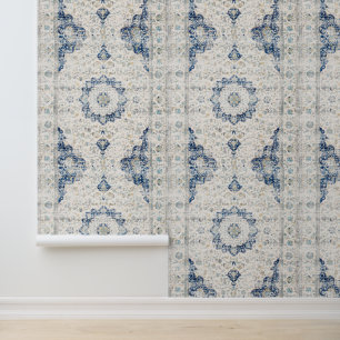 Blaues Vintages Druckbild Tapete