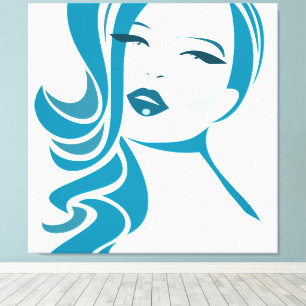 Blaues Vintages Frauengesicht Leinwanddruck