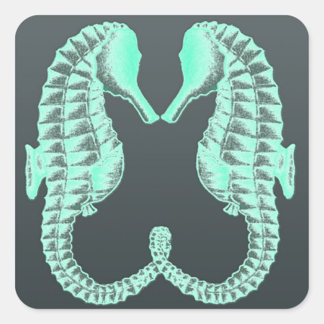 Blaues Vintages Kissenmeer Quadratischer Aufkleber (Vorderseite)