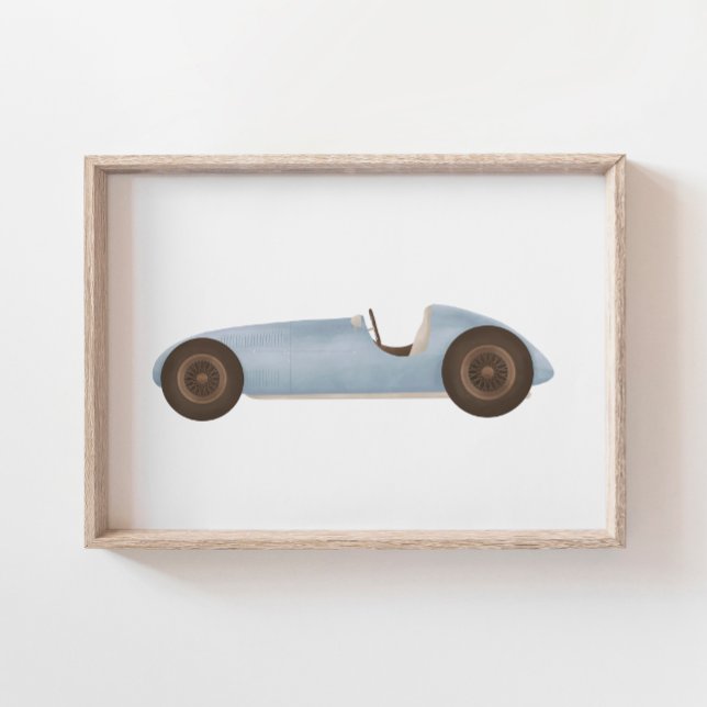 Blaues Vintages Race Car Kids Zimmerdekor Poster (Von Creator hochgeladen)