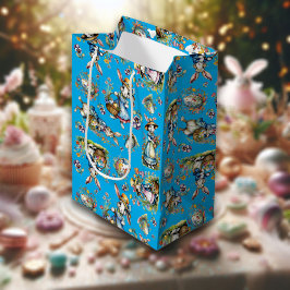 Blaues Vintages Wasserfarben Ostern Bunny Egs & Bl Mittlere Geschenktüte
