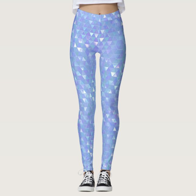 Blaues Violet Trenddreiecke Geometrisch Leggings (Vorderseite)