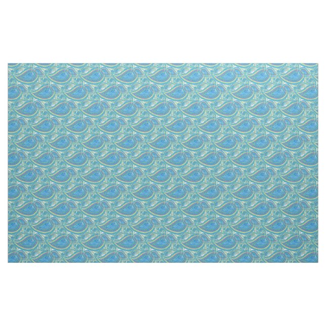 Blaues Violett Grün Paisley Blumenmuster Stoff (Fat Quarter (45,7 x 55,9 cm))