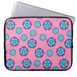 Blaues Violett Rosa Blumenmuster Laptopschutzhülle