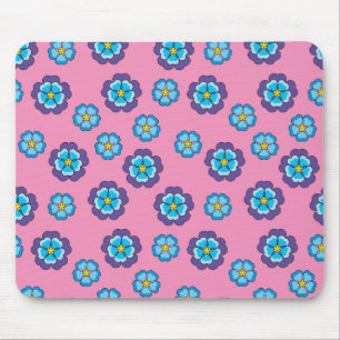 Blaues Violett Rosa Blumenmuster Mousepad
