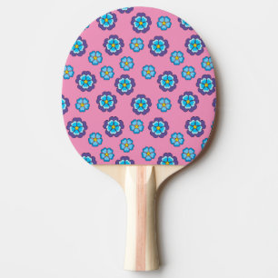 Blaues Violett Rosa Blumenmuster Tischtennis Schläger