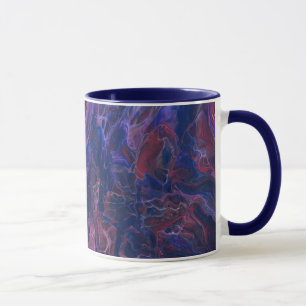 Blaues Violett und Korallenrot Marmor Akrylabstrak Tasse