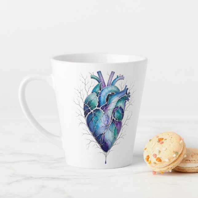 Blaues & violettes anatomisches Herz Milchtasse (Beispiel)