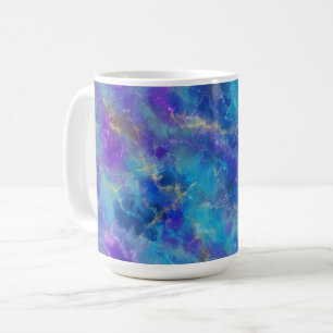 Blaues, violettes und goldenes Marmormuster Kaffeetasse