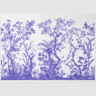 Blaues Vogelchinoiserie-Dekopapier Seidenpapier
