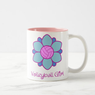 Blaues Volleyball-Mädchen Zweifarbige Tasse