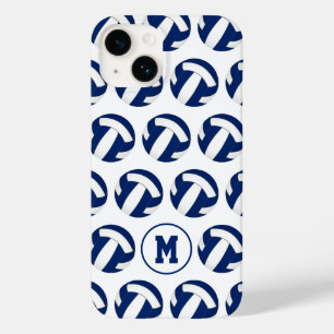 Blaues Volleyballmuster mit Monogramm Case-Mate iPhone 14 Hülle