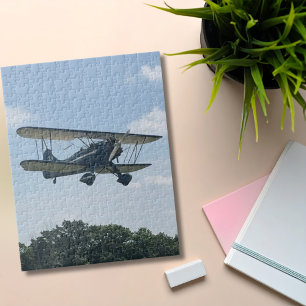 Blaues Waco-Flugzeug Foto Pilot Aviation Spaß Puzzle