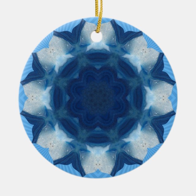 Blaues "Wal-Schwanz-" Muster! Keramikornament (Vorne)