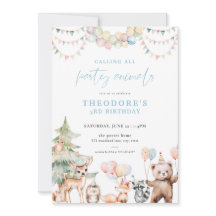 Blaues Waldland Party Tiere Geburtstagsfeier Einla