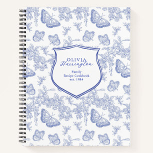 Blaues Wappen Butterly Chinoiserie Rezept Notizbuch