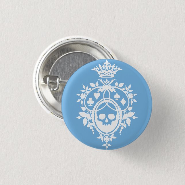 Blaues Wappen mit Skull und Cardsuits Button (Vorne & Hinten)