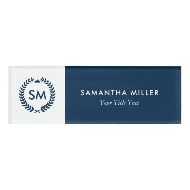 Blaues Wappen mit weißem und narbenblauem Kraut Namenschild (Vorderseite)