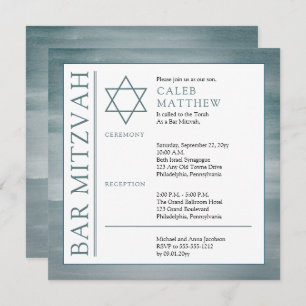 Blaues Waschwasser Bar Mitzvah Einladung