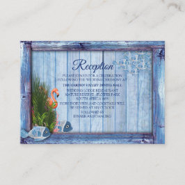 Blaues Wasser Kies und rosa Flamingos Begleitkarte