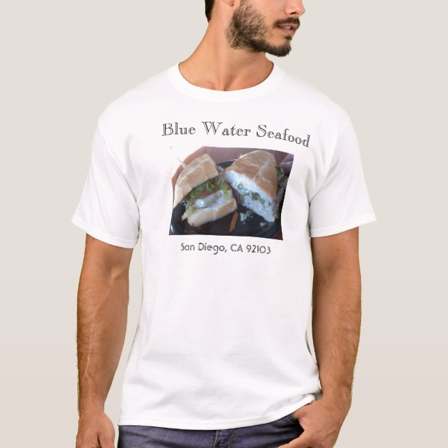 Blaues Wasser-Meeresfrüchte T-Shirt (Vorderseite)