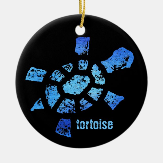 Blaues Wasser-Schildkröte-Verzierung Keramik Ornament (Vorne)