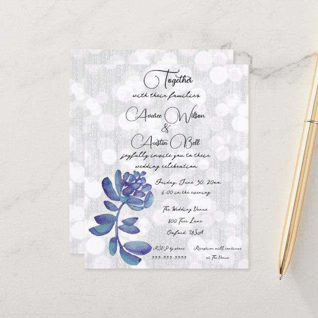 Blaues Wasser Sukkuline Minimalistisch (Vorderseite/Rückseite Beispiel)