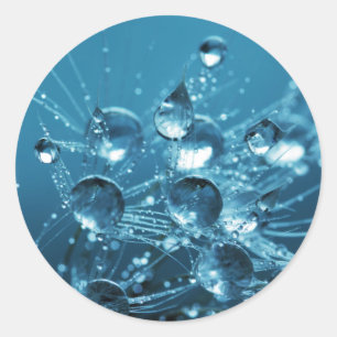 Blaues Wasser-Tropfen Runder Aufkleber