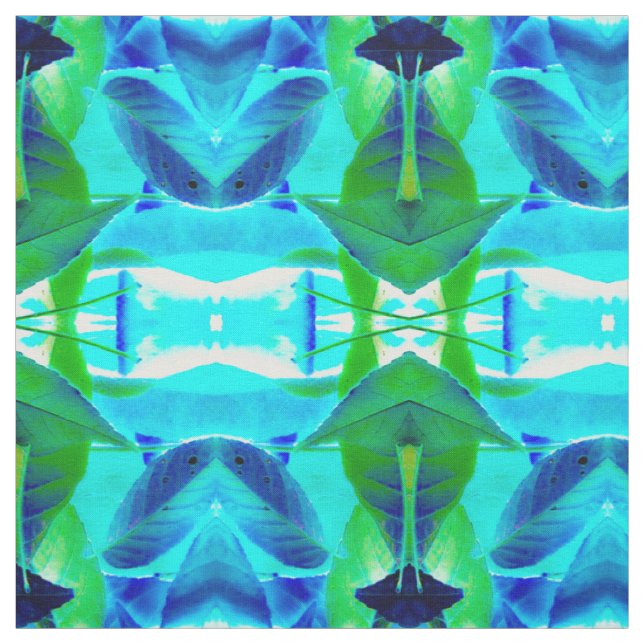 Blaues Wasserblätter-Stoff Stoff (Muster)