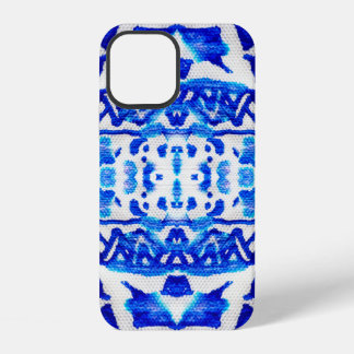Blaues Wasserfarbe-Stammes-ethnisches nahtloses Mu iPhone 12 Hülle