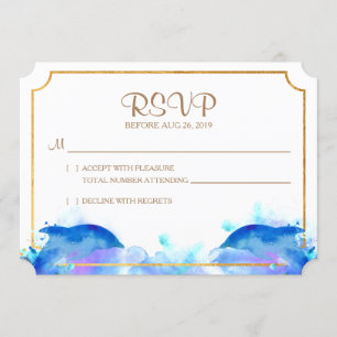 Blaues Wasserfarben-Delfin-RSVP-Karte Einladung