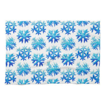 Blaues Wasserfarben-Schneeflockenmuster