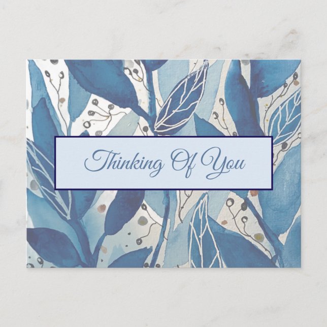 Blaues Wasserfarbenleder Postkarte (Vorderseite)