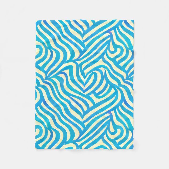 Blaues Wasserfarbmuster Fleecedecke (Vorderseite)