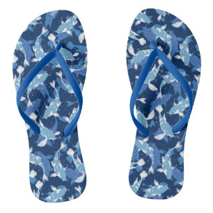 Blaues Wassermuster - Koi Fish Flip Flops
