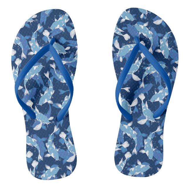Blaues Wassermuster - Koi Fish Flip Flops (Fußbett)