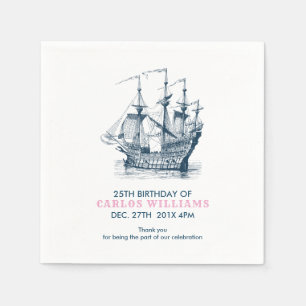 Blaues Wasserschiff zum Geburtstag Serviette