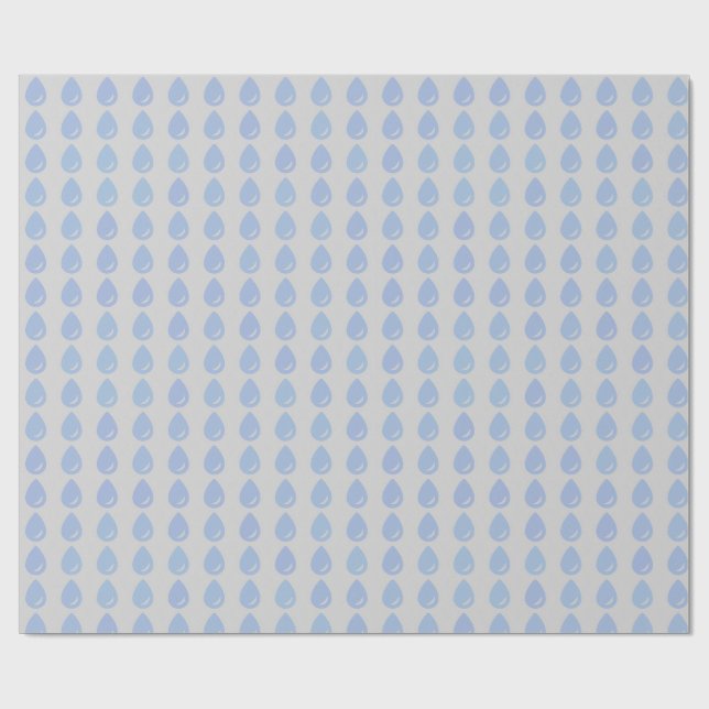 Blaues Wassertropfen Nahtloses Muster Geschenkpapier (Flach)