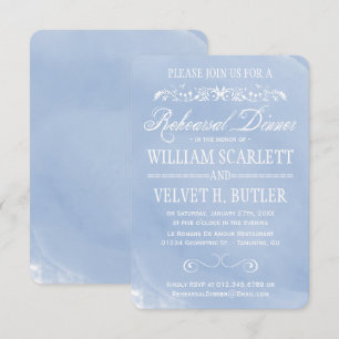 Blaues Watercolor-Proben-Pastellabendessen lädt Einladung