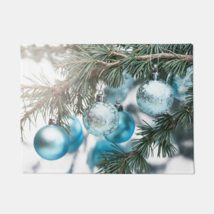 Blaues Weihnachten Fußmatte