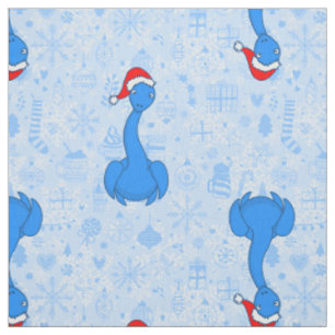 blaues Weihnachten Santa Claus Loch Ness Monster Stoff