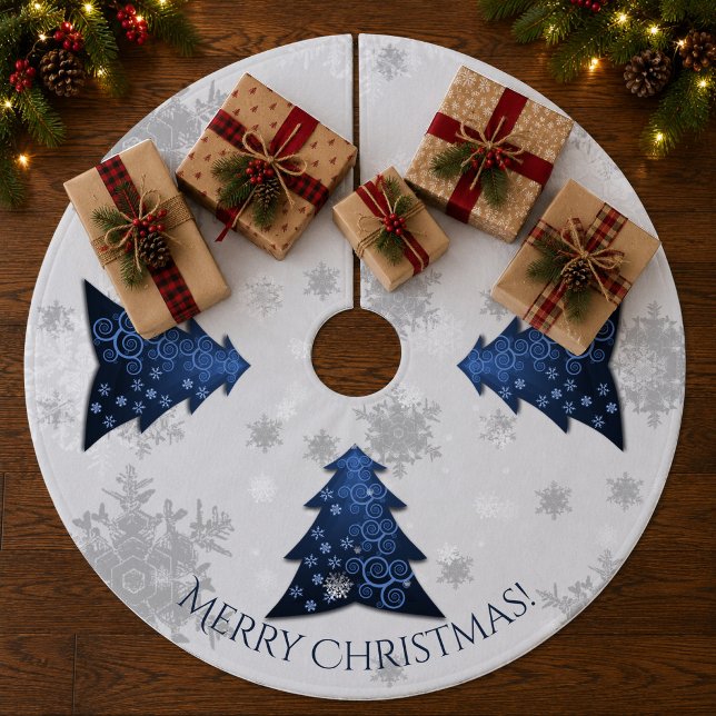 Blaues Weihnachtsbaumrock Fleece Weihnachtsbaumdecke (Blue Festive Christmas Tree Skirt)