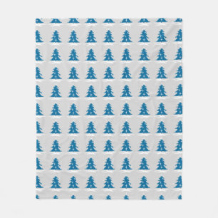 Blaues Weihnachtsblanket Schnee bedeckte Bäume Bla Fleecedecke
