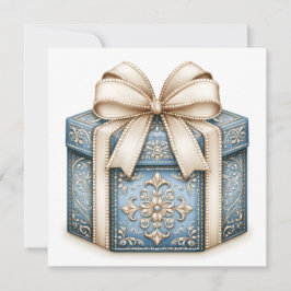 Blaues Weihnachtsgeschenk Feiertagskarte