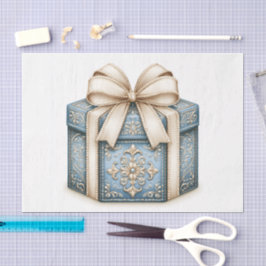Blaues Weihnachtsgeschenk Seidenpapier