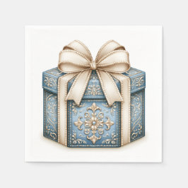 Blaues Weihnachtsgeschenk Serviette